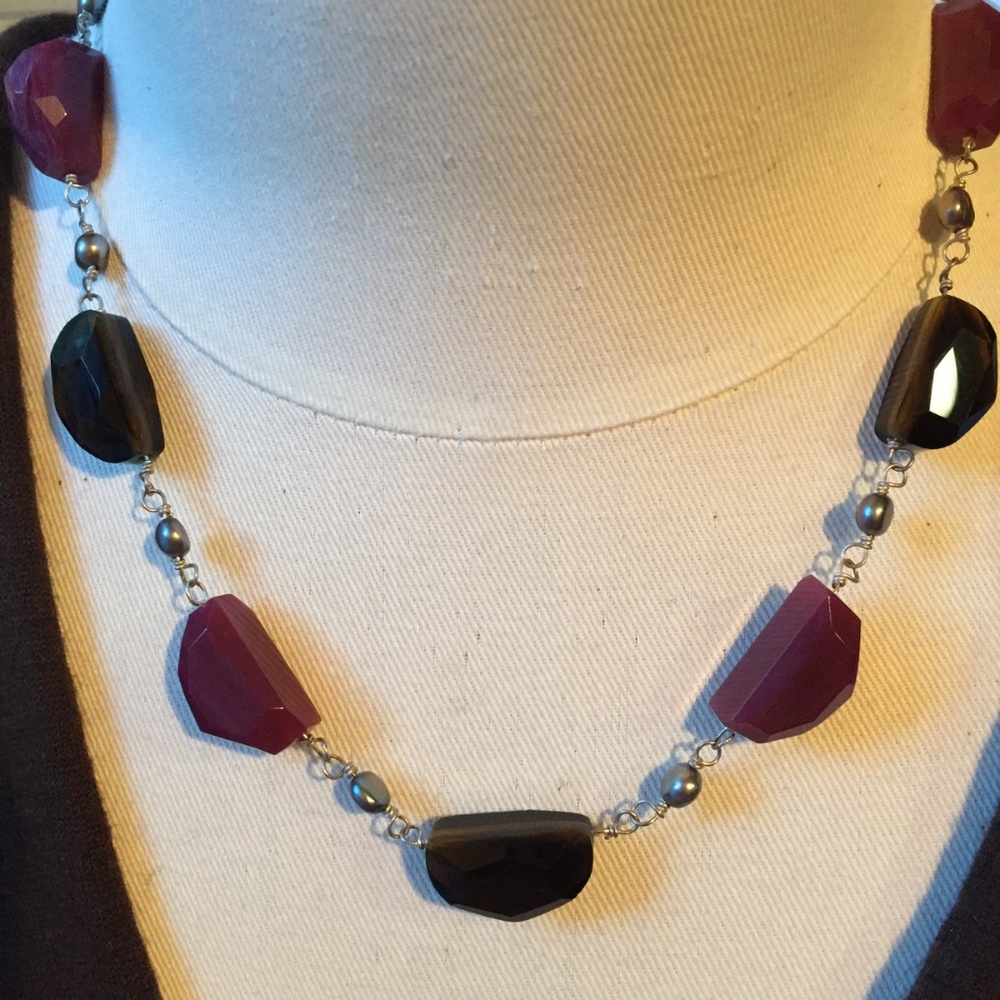 Beautiful purple and brown stone necklace
